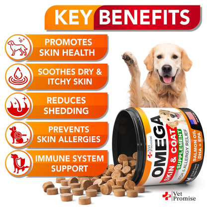 Omega 3 for Dogs Dog Skin and Coat Supplement Fish Oil for Dogs Chews 120 Treats